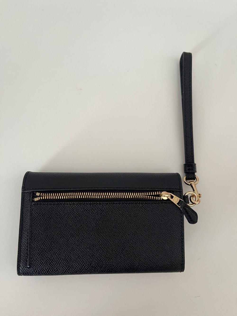 Coach F30205 Crossgrain phone flap wristlet wallet black new - Picture 2 of 7